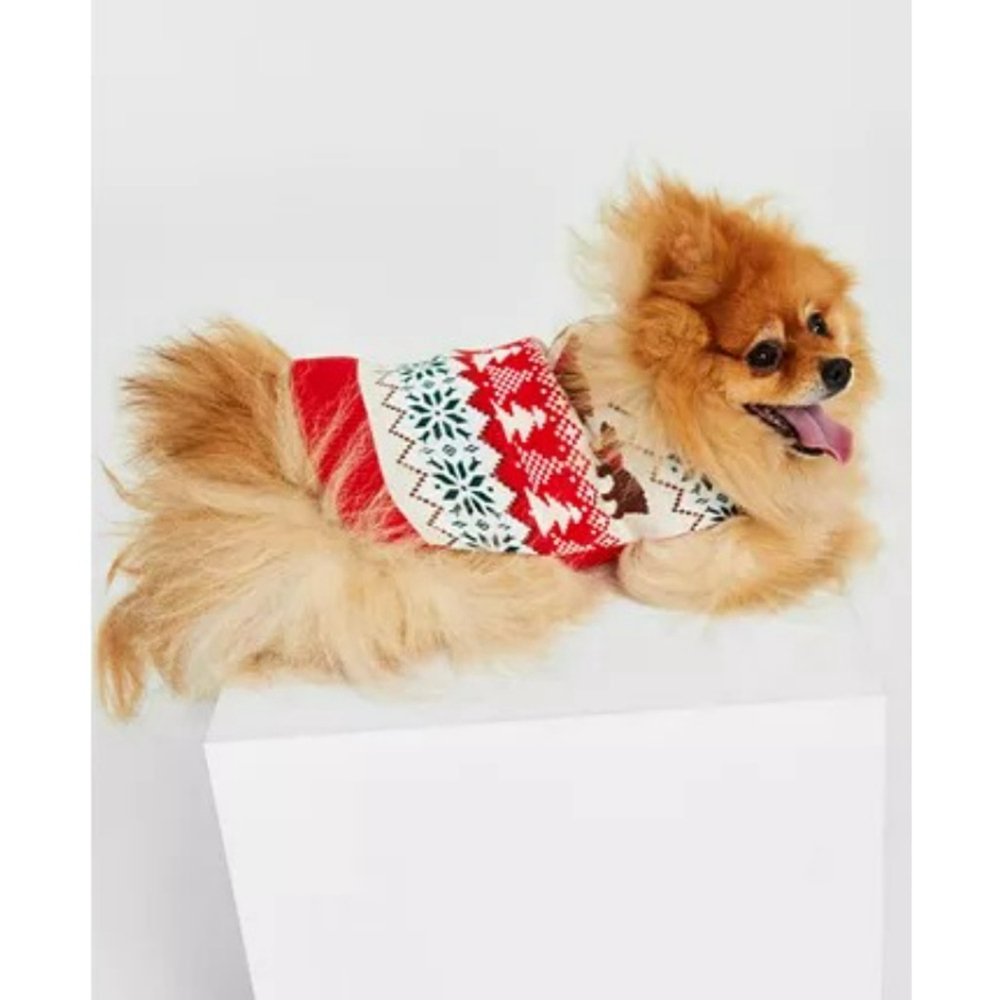 Charter Club Holiday Lane Holiday Bear & Snowflake Dog Sweater Size Medium NWT